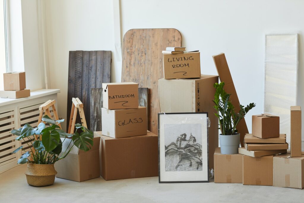 Packed and labeled boxes during a residential cleanout