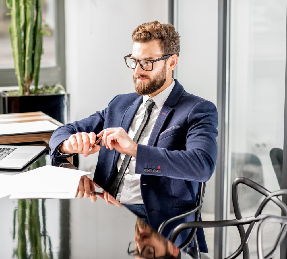 Banker working at the office